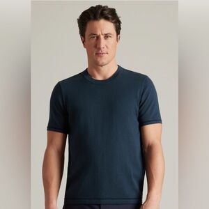 NWT RHONE Blue Compass Knit Tee Performance Apparel Size XXL Deep Sea Blue/ Navy